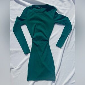 Zara Y2K / Y2K Inspired Cinched Cutout Waist Ribbed Party Dress Long Sleeve Sz S